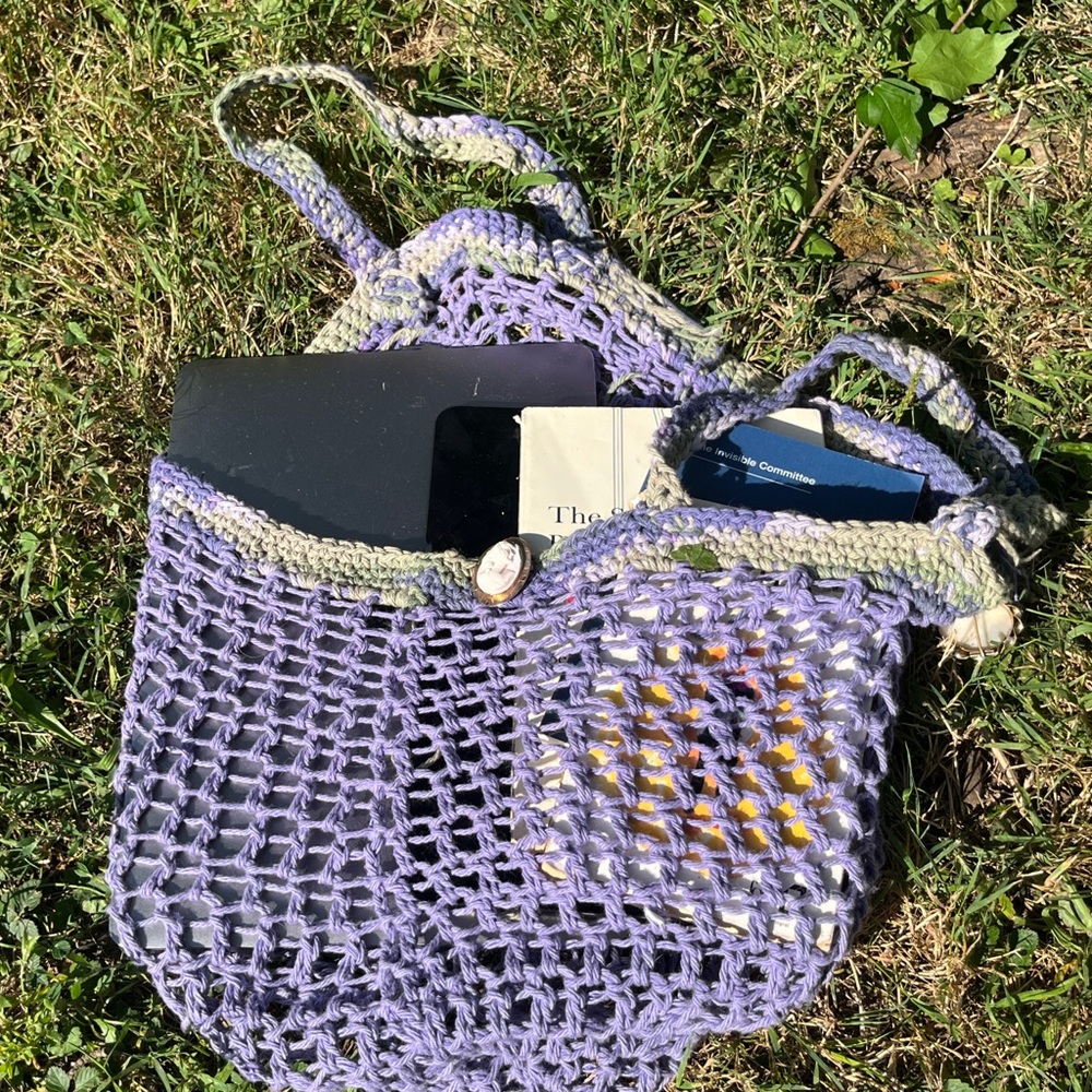 Lilac Monet Inspired Handstitched French Style Market Bag
